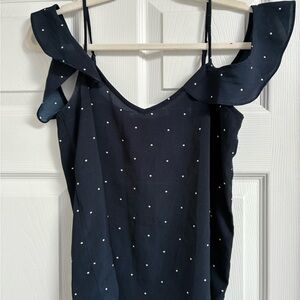 Abercrombie & Fitch Silky Navy Dot Blouse